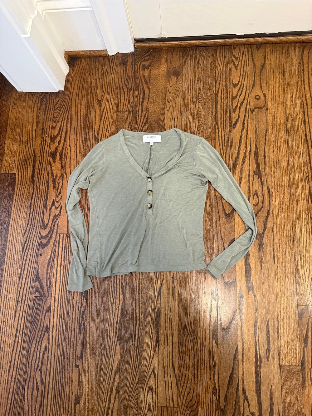 La Ligne Long Sleeve Sage Henley Top